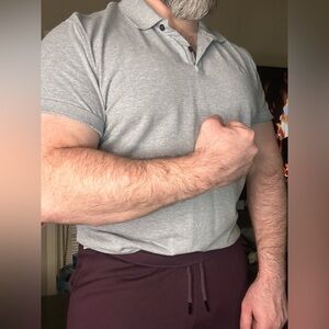 Banana Republic Grey Polo Muscle Slim Fit Sz L Preowned